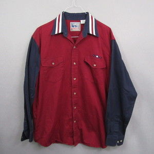 Red Lodge Mens Button Up Shirt XL‎ Red Blue Vintage Long Sleeve Cotton
